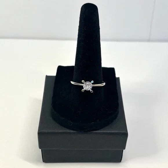 18k white gold-plated solitaire ring - Picture 2 of 5